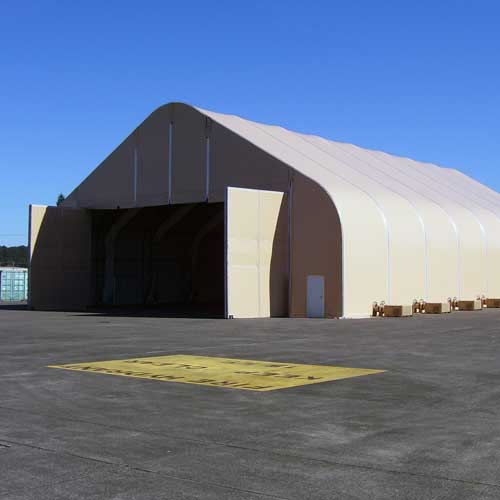 Alaska Structures fabric building used as aircraft hangar