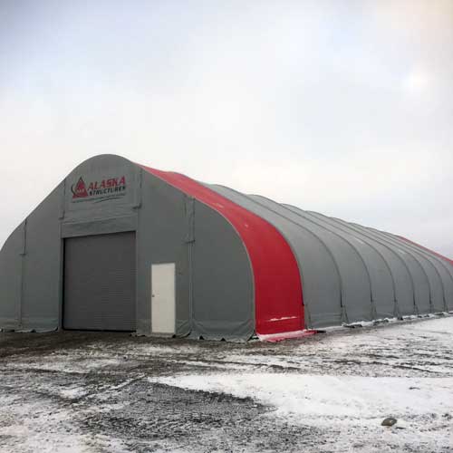 Alaska Structures fabric building used for on-site workshop
