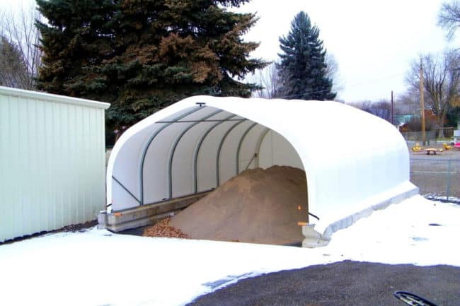 An HGB Series™ fabric building from Alaska Structures® is the perfect solution for creating smaller salt and storage facilities.
