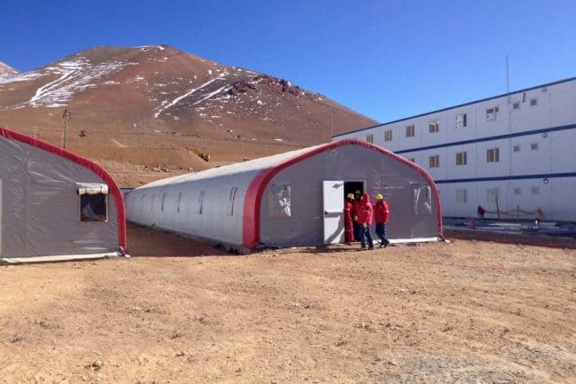 Alaska Structures Denali modular building for workforce housing HGB Series™ fabric buildings from Alaska Structures® provide comfortable and durable sleeping quarters for managers and supervisors at a remote, high-altitude mining operation in Chile.