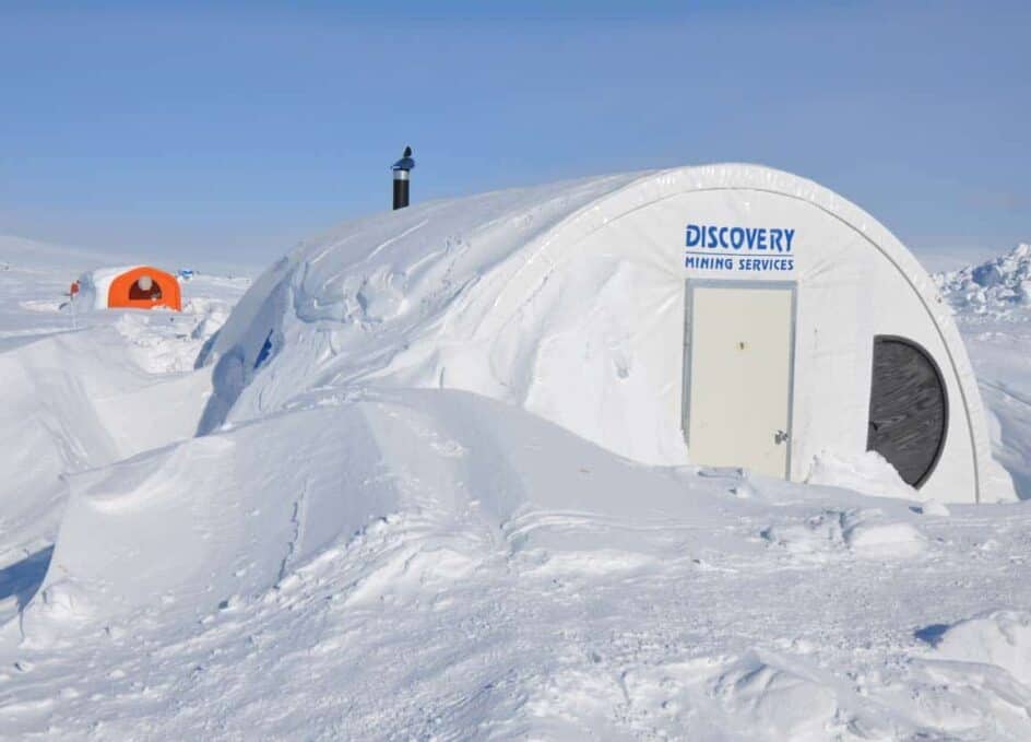 Alaska Structures GB survival shelter A bright orange GB Series™ survival shelter from Alaska Structures® provides a safe refuge for work crews at an exploration camp in the remote regions of Northern Canada.