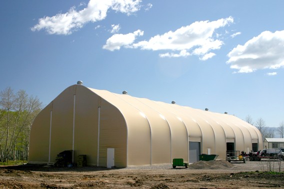 Tension fabric buildings used at mining site.