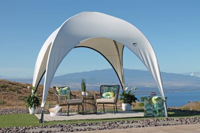 alaska-structures-weatherport-10x10-canopy-in-hawaii-1 A 10' x 10' WeatherPort® Canopy provides a perfect year - round, shaded solution by the poolside in Hawaii, enhancing outdoor comfort and enjoyment