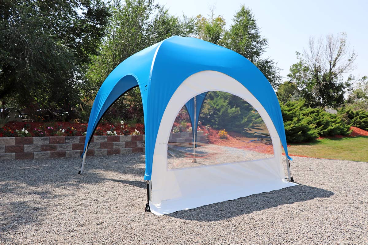 Jumbo Clear side curtain for a WeatherPort® outdoor event structure.