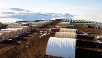 Insulated fabric buildings at a 700-person remote mining camp in Northern Siberia