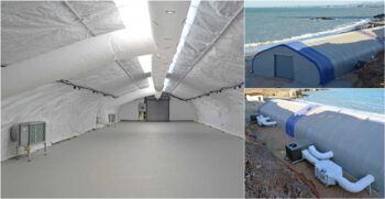30 x 120 ft HGB Series fabric building housing a marine mammal rehabilitation facility in La Paz, Mexico