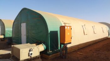 HGB Series fabric building used as a manager dormitory with an Alaska ECU unit at a West African mining camp